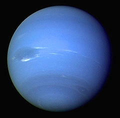 An image of the planet Neptune, taken from Voyager
