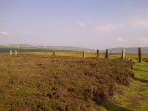 view of Ness of Brodgar from Standing Stones by Alison Chester-Lambert